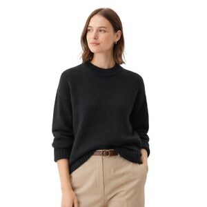 Everlane Black Wool Cashmere Crewneck Sweater Women's XL  Minimalist Cozy Knit